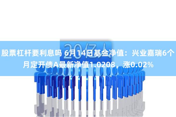 股票杠杆要利息吗 6月14日基金净值：兴业嘉瑞6个月定开债A最新净值1.0208，涨0.02%