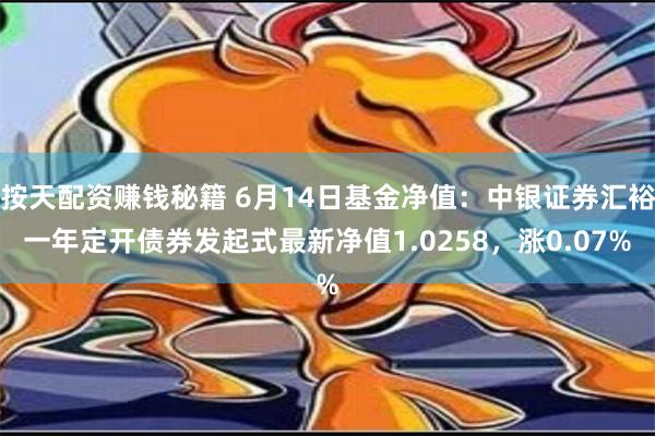 按天配资赚钱秘籍 6月14日基金净值：中银证券汇裕一年定开债券发起式最新净值1.0258，涨0.07%