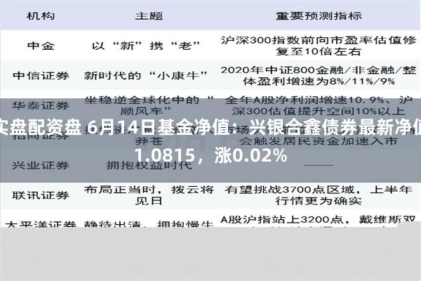 实盘配资盘 6月14日基金净值：兴银合鑫债券最新净值1.0815，涨0.02%