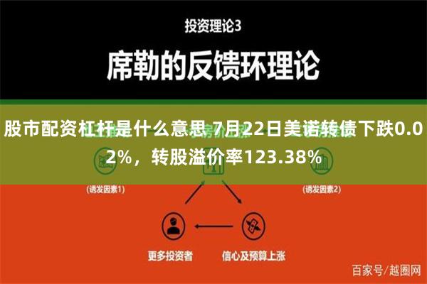 股市配资杠杆是什么意思 7月22日美诺转债下跌0.02%，转股溢价率123.38%