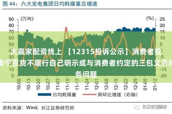 大赢家配资线上 【12315投诉公示】消费者投诉南宁百货不履行自己明示或与消费者约定的三包义务问题